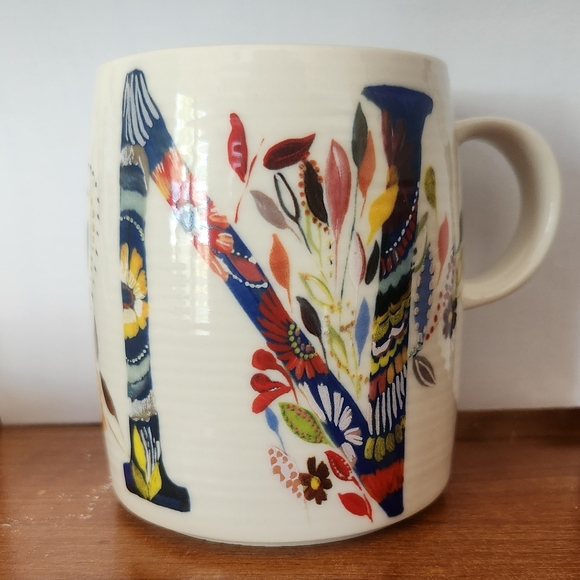 Anthropologie Other - Anthropologie Multicolor Floral Mug "N"